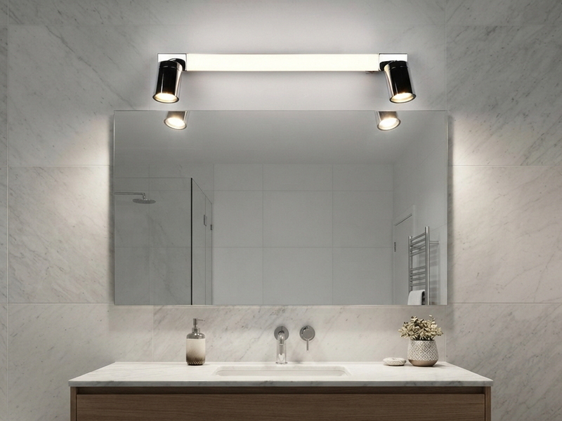 LED Bad Spiegelleuchte ENRICO mit Schalter und 2 Strahlern Chrom, Breite 60cm