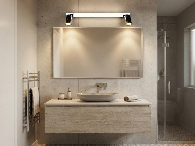LED Bad Spiegelleuchte ENRICO mit Schalter und 2 Strahlern Chrom, Breite 60cm