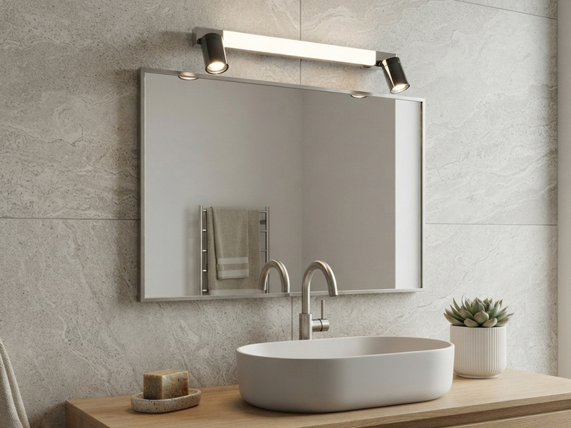 LED Bad Spiegelleuchte ENRICO mit Schalter und 2 Strahlern Chrom, Breite 60cm