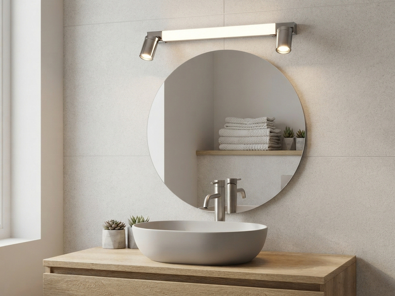 LED Bad Spiegelleuchte ENRICO mit Schalter und 2 Strahlern Chrom, Breite 60cm