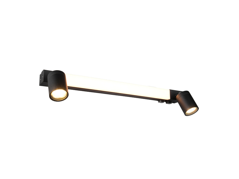 LED Bad Spiegelleuchte ENRICO mit Schalter und 2 Strahlern Schwarz, Breite 60cm