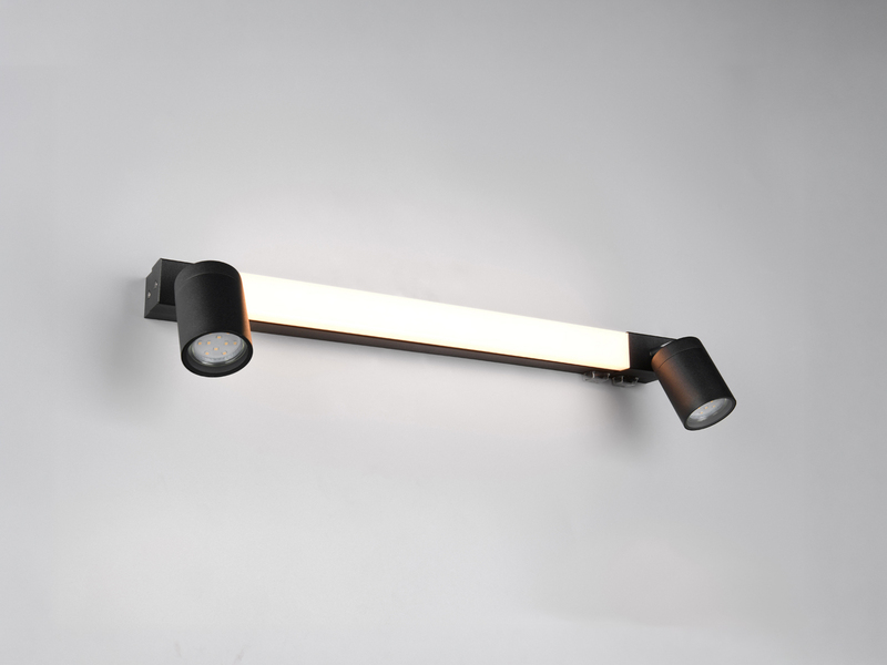 LED Bad Spiegelleuchte ENRICO mit Schalter und 2 Strahlern Schwarz, Breite 60cm