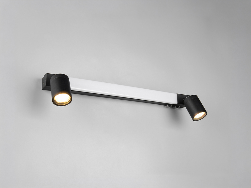 LED Bad Spiegelleuchte ENRICO mit Schalter und 2 Strahlern Schwarz, Breite 60cm