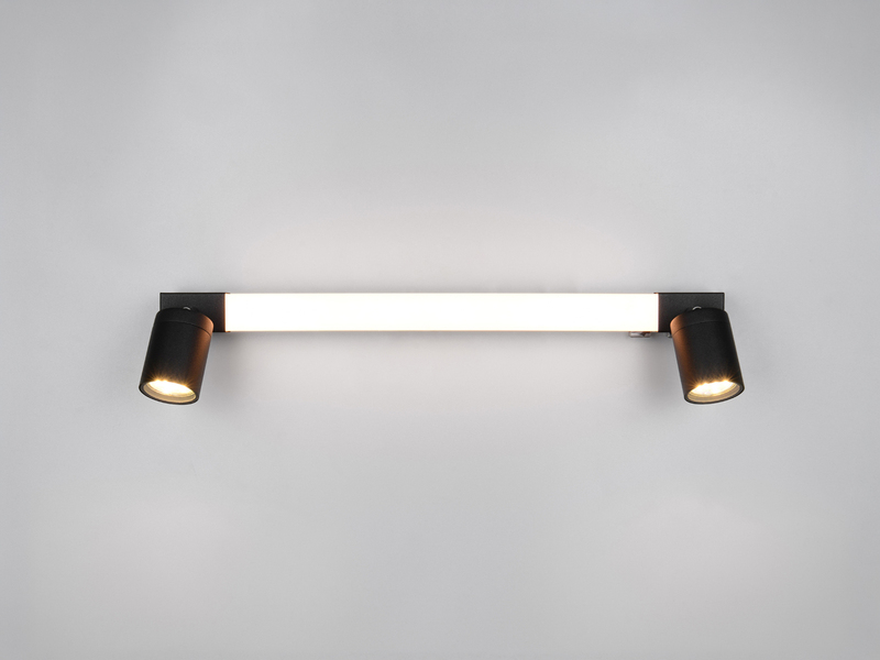 LED Bad Spiegelleuchte ENRICO mit Schalter und 2 Strahlern Schwarz, Breite 60cm