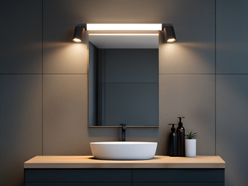 LED Bad Spiegelleuchte ENRICO mit Schalter und 2 Strahlern Schwarz, Breite 60cm