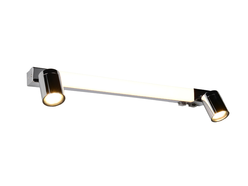 LED Bad Spiegelleuchte mit 2 Strahlern & Schalter, Chrom Breite 60cm