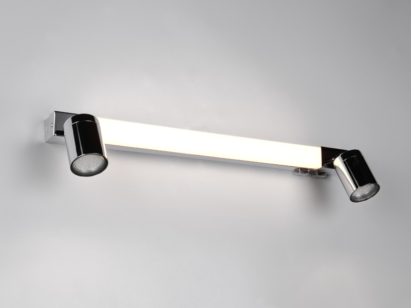 LED Bad Spiegelleuchte mit 2 Strahlern & Schalter, Chrom Breite 60cm