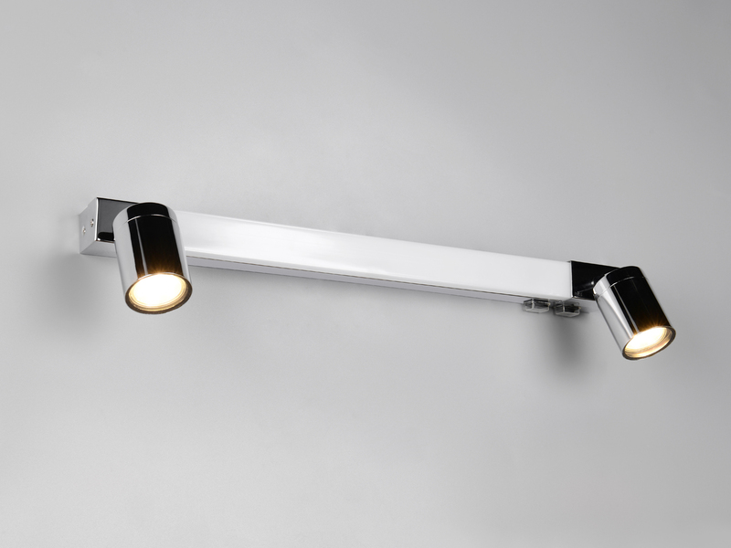 LED Bad Spiegelleuchte mit 2 Strahlern & Schalter, Chrom Breite 60cm