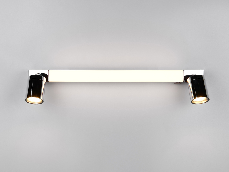 LED Bad Spiegelleuchte mit 2 Strahlern & Schalter, Chrom Breite 60cm