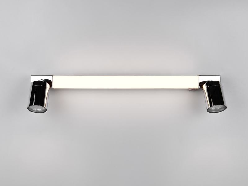 LED Bad Spiegelleuchte mit 2 Strahlern & Schalter, Chrom Breite 60cm