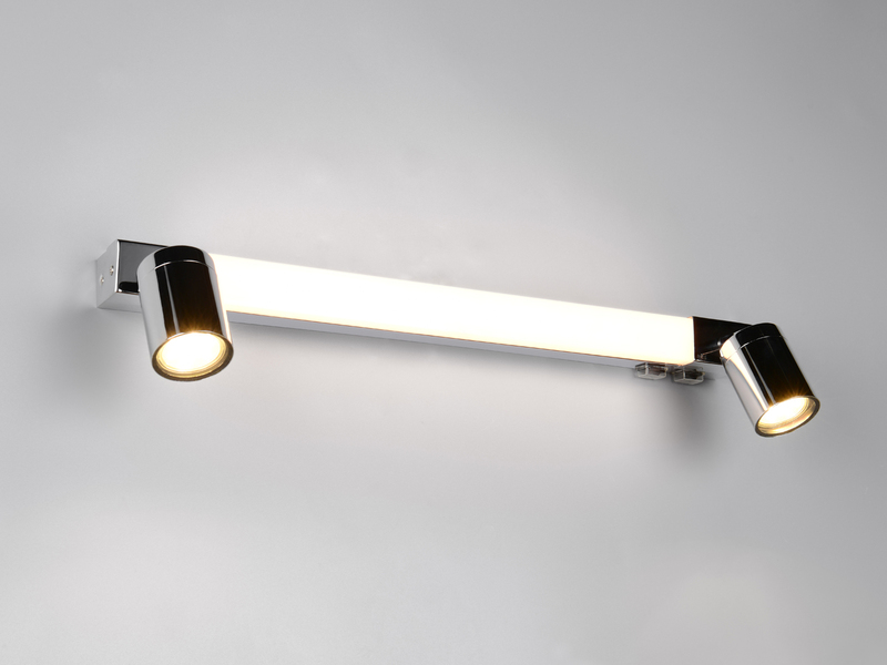 LED Bad Spiegelleuchte mit Schalter & 2 Spots Chrom inkl. GU10 LED, Breite 60cm