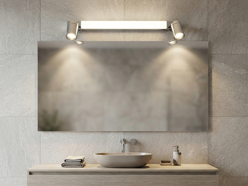 LED Bad Spiegelleuchte mit Schalter & 2 Spots Chrom inkl. GU10 LED, Breite 60cm