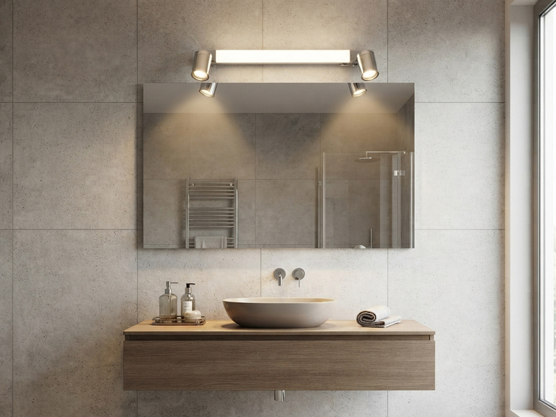 LED Bad Spiegelleuchte mit Schalter & 2 Spots Chrom inkl. GU10 LED, Breite 60cm