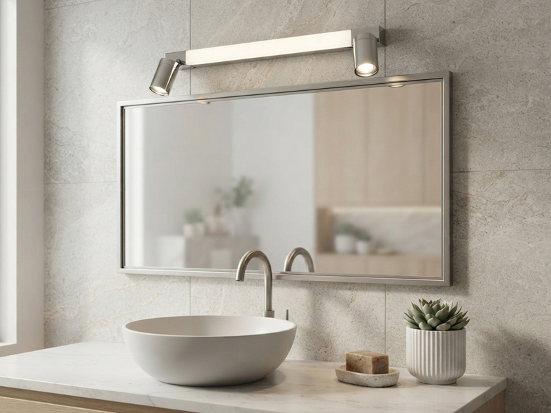 LED Bad Spiegelleuchte mit Schalter & 2 Spots Chrom inkl. GU10 LED, Breite 60cm