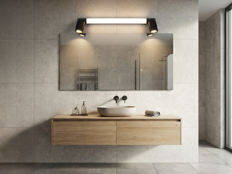 LED Bad Spiegelleuchte mit Schalter & 2 Spots Schwarz inkl. GU10 LED Breite 60cm