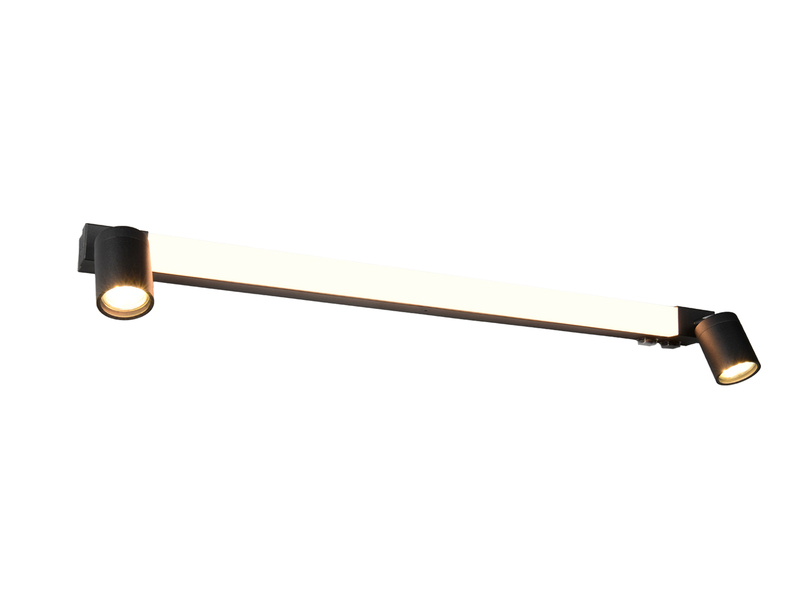 LED Bad Spiegelleuchte mit Schalter & 2 Spots Schwarz inkl. GU10 LED Breite 90cm