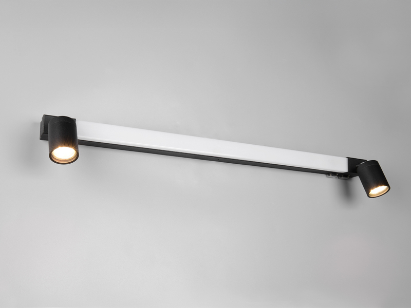 LED Bad Spiegelleuchte mit Schalter & 2 Spots Schwarz inkl. GU10 LED Breite 90cm