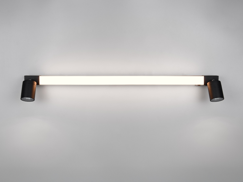 LED Bad Spiegelleuchte mit Schalter & 2 Spots Schwarz inkl. GU10 LED Breite 90cm