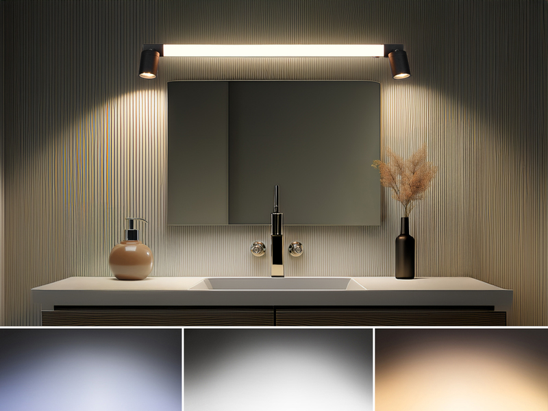 LED Bad Spiegelleuchte mit 2 Strahlern & Schalter, Schwarz Breite 90cm