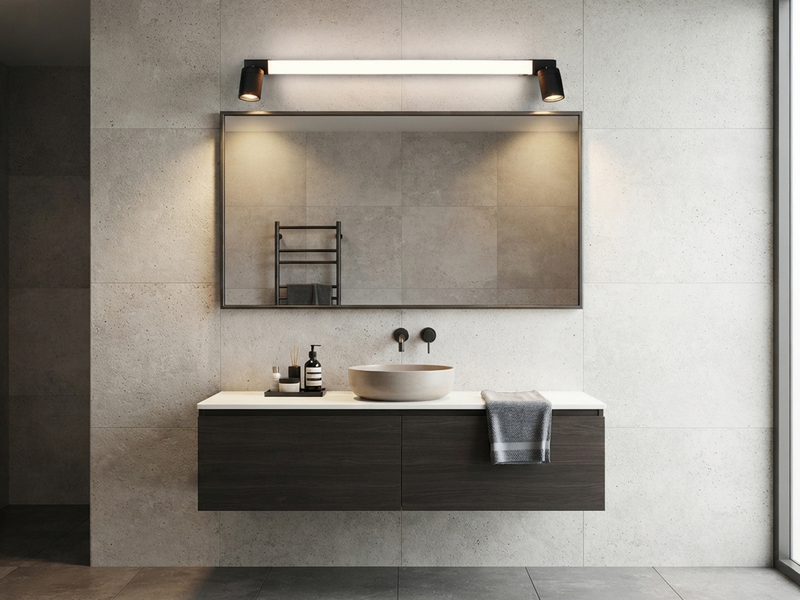 LED Bad Spiegelleuchte mit Schalter & 2 Spots Schwarz inkl. GU10 LED Breite 90cm
