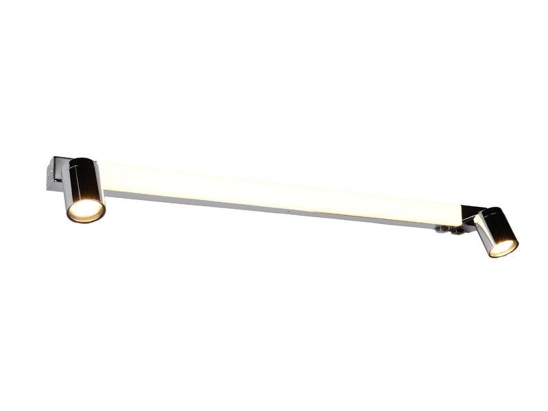 LED Bad Spiegelleuchte mit Schalter & 2 Spots Chrom inkl. GU10 LED, Breite 90cm