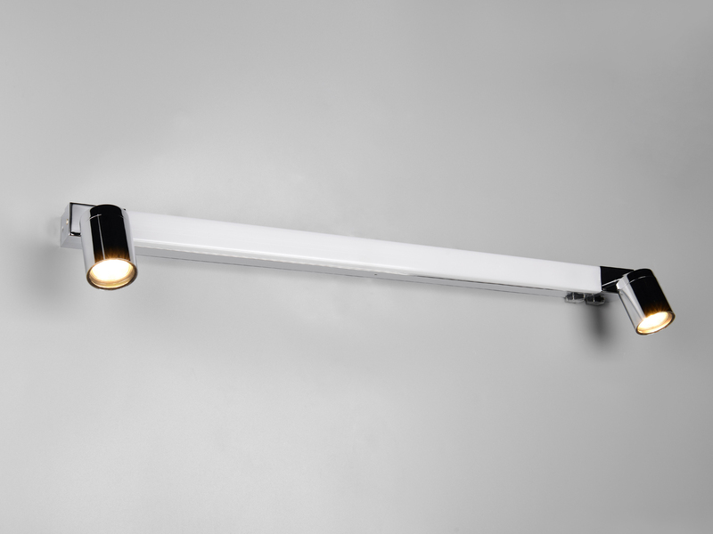 LED Bad Spiegelleuchte mit 2 Strahlern & Schalter, Chrom Breite 90cm