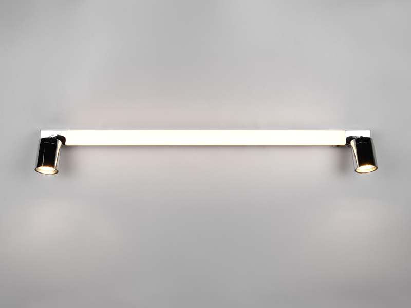 LED Bad Spiegelleuchte mit 2 Strahlern & Schalter, Chrom Breite 90cm