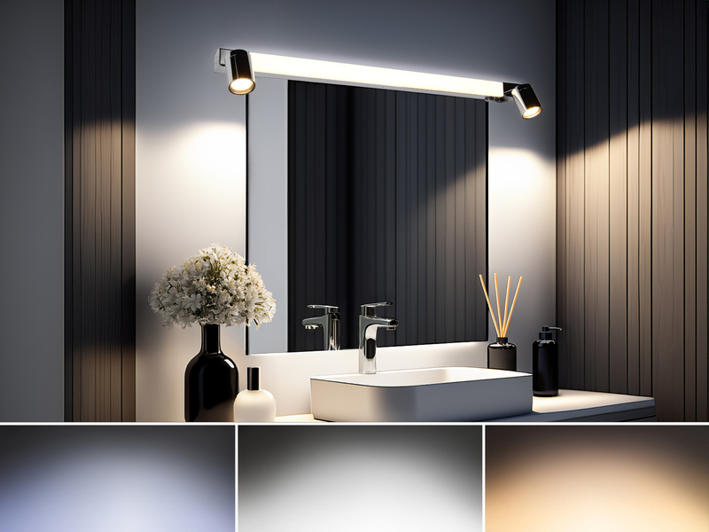 LED Bad Spiegelleuchte mit Schalter & 2 Spots Chrom inkl. GU10 LED, Breite 90cm
