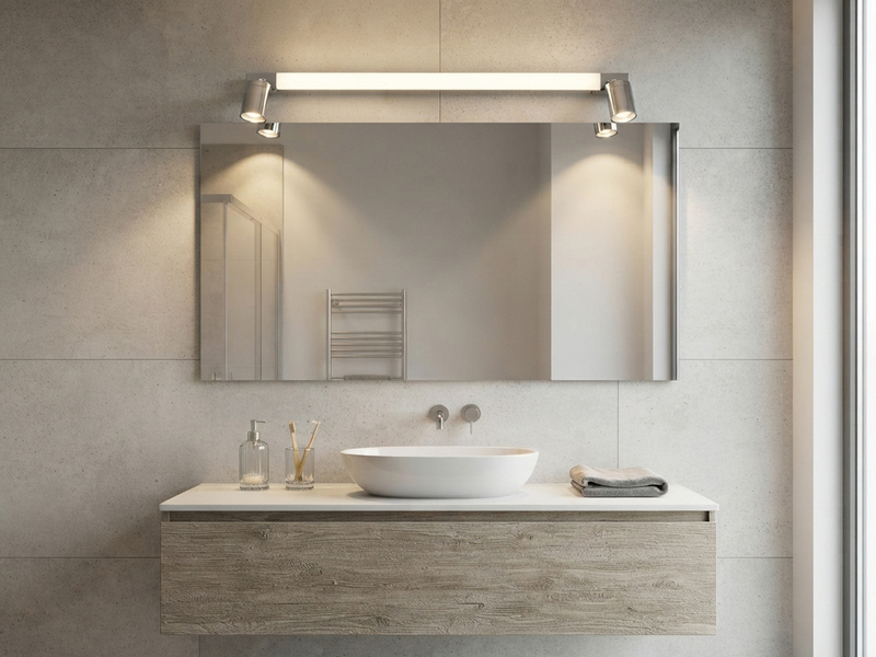 LED Bad Spiegelleuchte mit Schalter & 2 Spots Chrom inkl. GU10 LED, Breite 90cm