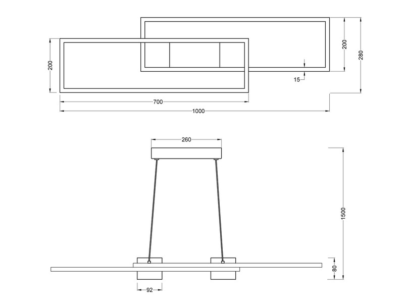 LED Pendelleuchte ALBANY Silber mit Fernbedienung dimmbar, 100cm lang