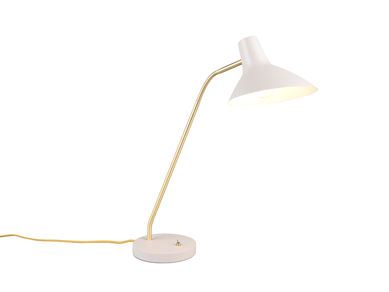 Retro Schreibtischleuchte TRAVELLER Grau-Gold mit Flexarm, Höhe 54cm