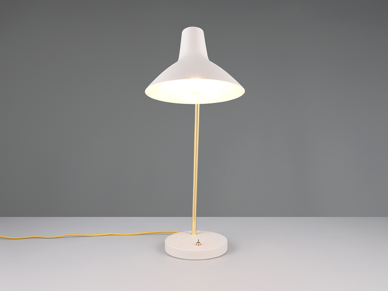 Retro Schreibtischleuchte TRAVELLER Grau-Gold mit Flexarm, Höhe 54cm