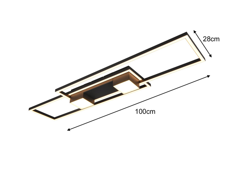 LED Deckenleuchte ALBANY Schwarz mit Fernbedienung dimmbar, 100cm lang