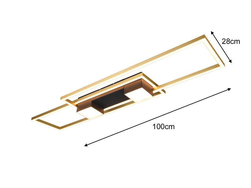 LED Deckenleuchte ALBANY Schwarz Gold mit Fernbedienung dimmbar, 100cm lang