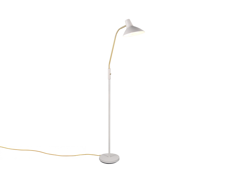 Retro LED Stehleuchte mit Flexarm, Metall Grau-Gold Höhe 145cm