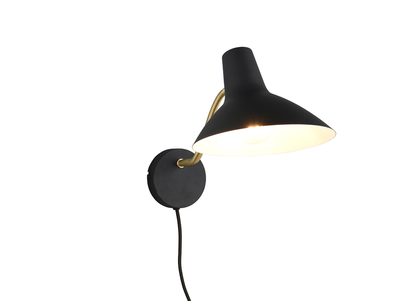 Retro LED Wandleuchte mit Stecker und Schalter, Schwarz Tiefe 38cm