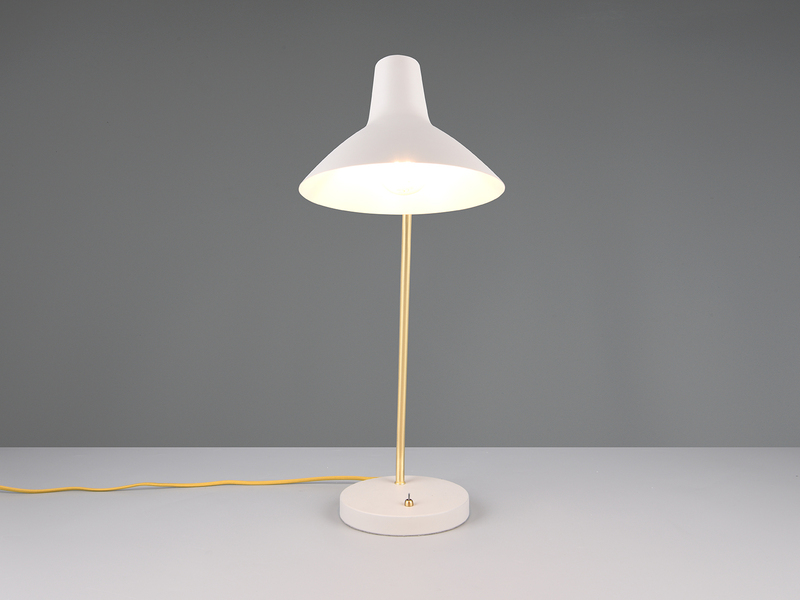 Retro LED Schreibtischleuchte Grau-Gold mit Flexarm, Höhe 54cm