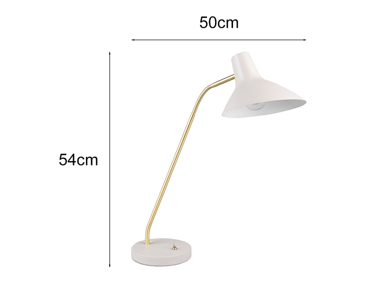 Retro LED Schreibtischleuchte Grau-Gold mit Flexarm, Höhe 54cm