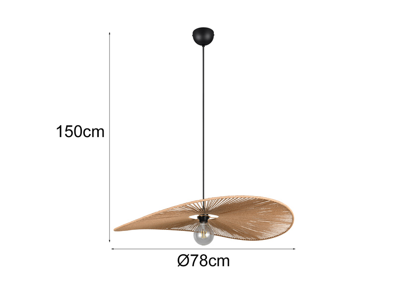 Große Pendelleuchte LAURINE geflochten aus Papiergarn, Lampenschirm Ø 78cm