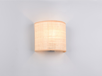 Up & Down Wandleuchte AIMEE mit Lampenschirm aus Bast & Schalter, H: 20cm