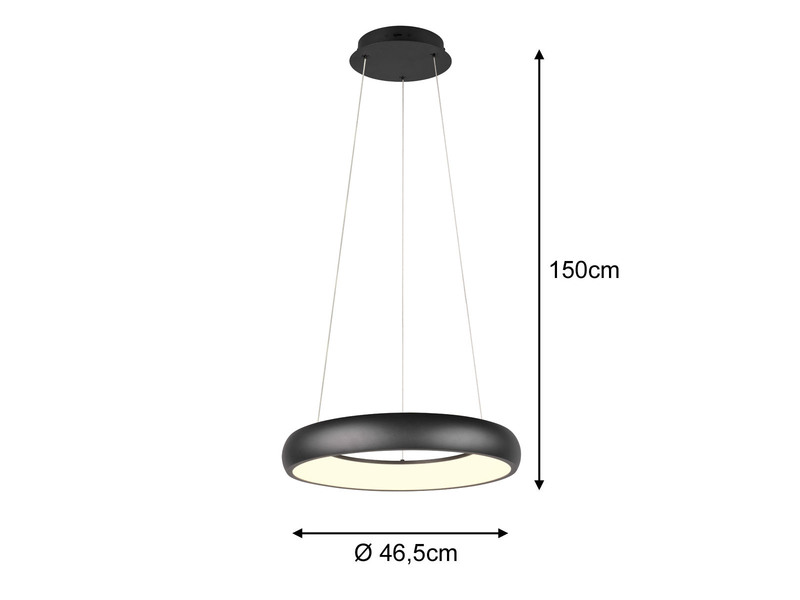 LED Pendelleuchte CARDONA Schwarz, dimmbar & 3 Lichtfarben, Ø46,5cm