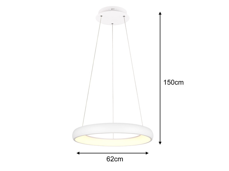 LED Pendelleuchte CARDONA Weiß, dimmbar & 3 Lichtfarben, Ø 62cm groß