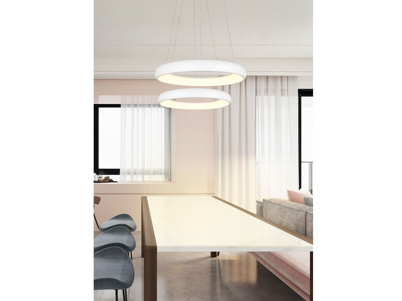 LED Pendelleuchte CARDONA groß Weiß, dimmbar & 3 Lichtfarben, Ø 62cm
