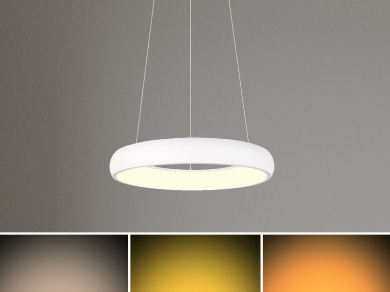 LED Pendelleuchte CARDONA Weiß, dimmbar & 3 Lichtfarben, Ø 62cm groß