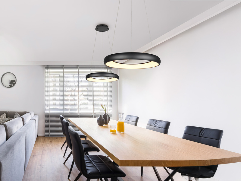 LED Pendelleuchte CARDONA groß Schwarz, dimmbar & 3 Lichtfarben, Ø 62cm