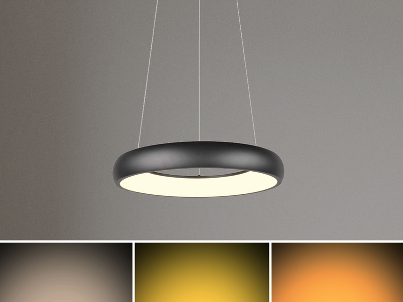 LED Pendelleuchte CARDONA groß Schwarz, dimmbar & 3 Lichtfarben, Ø 62cm