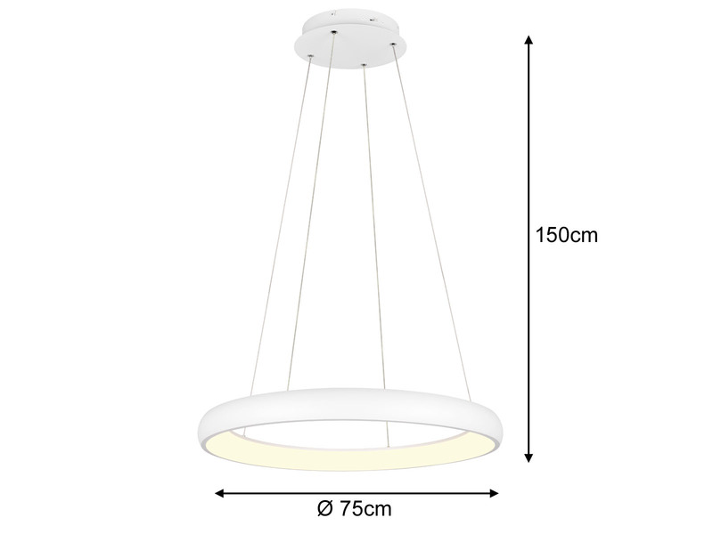 LED Pendelleuchte CARDONA Weiß, dimmbar & 3 Lichtfarben, Ø 75cm groß