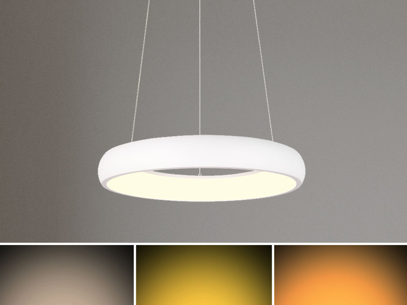 LED Pendelleuchte CARDONA Weiß, dimmbar & 3 Lichtfarben, Ø 75cm groß