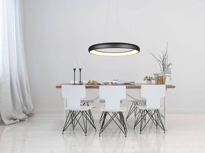 LED Pendelleuchte CARDONA groß Schwarz, dimmbar & 3 Lichtfarben, Ø 75cm