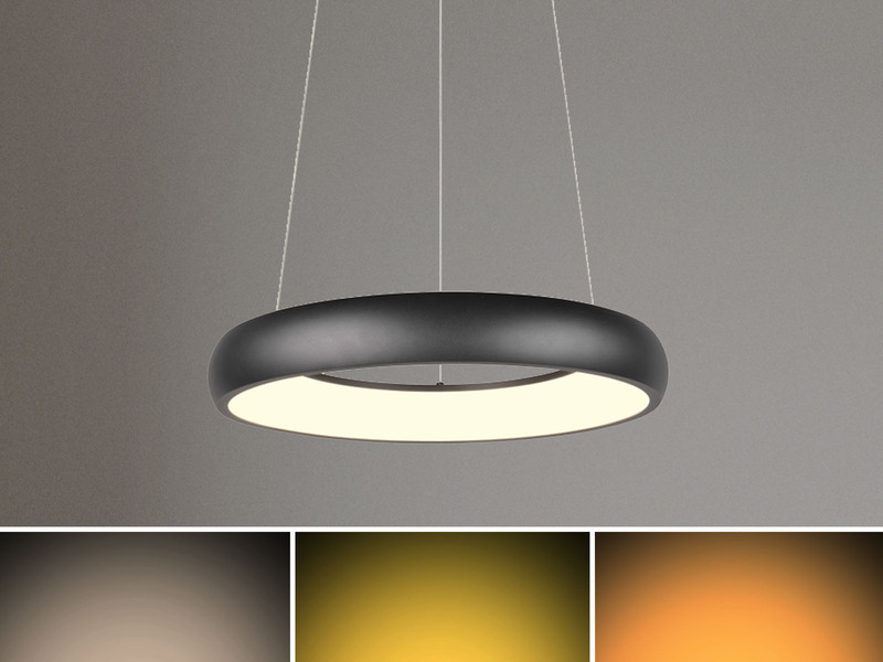 LED Pendelleuchte CARDONA Schwarz, dimmbar & 3 Lichtfarben, Ø 75cm groß